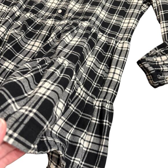 Gap Women’s black and white flannel plaid baby doll dress, Size XL - Picture 4 of 8